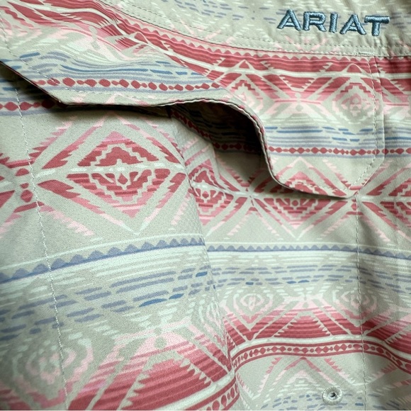 Ariat TEK Men's 2XL Long Sleeve Southwestern Print Button-Up Shirt Sweat Wicking - Picture 13 of 14